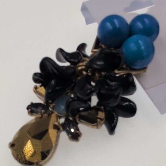 J. Crew Blue and Gold Cluster Earrings - Picture 4 of 5